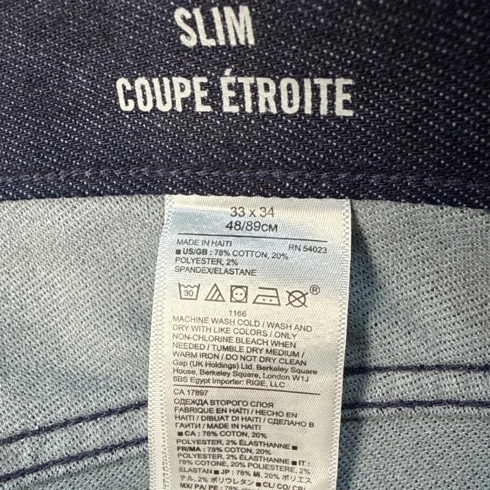 Banana Republic Mens Traveler Slim Fit Jeans Dark Indigo Blue 33x34 New